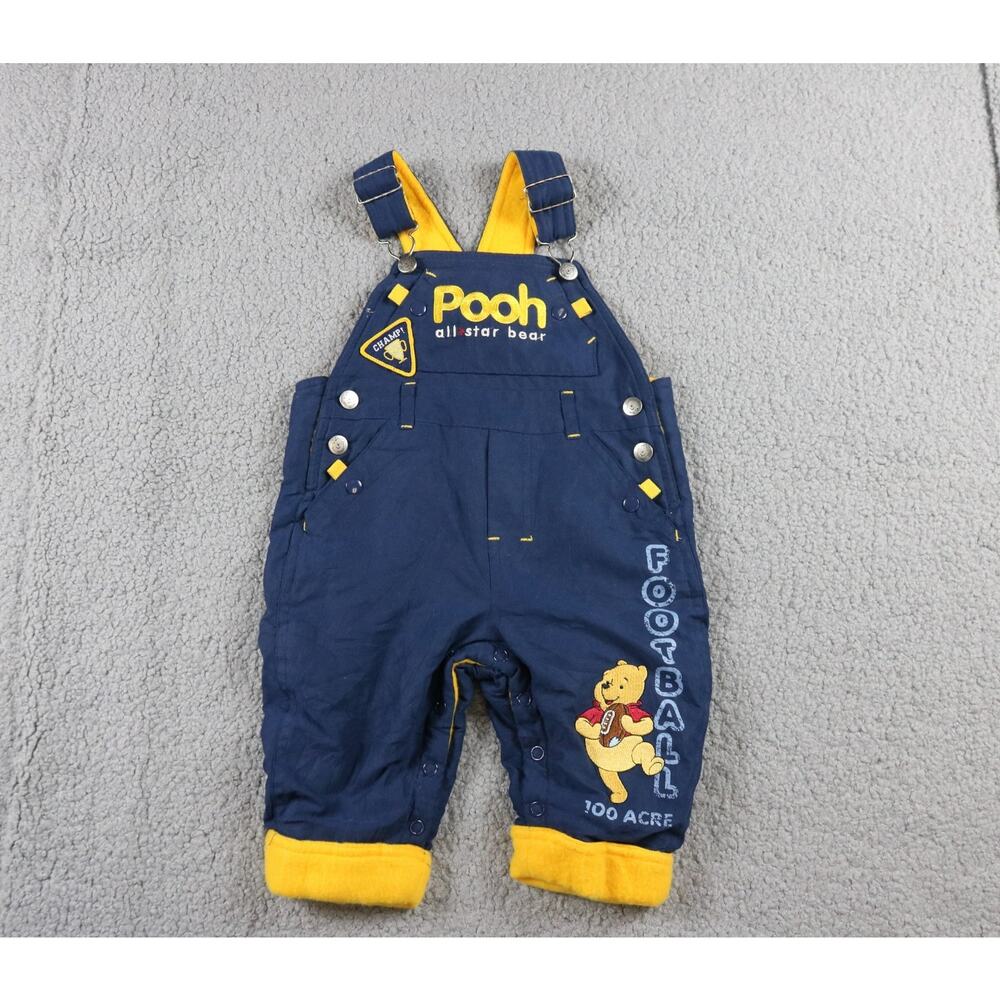 Vintage Winnie The Pooh Baby 12months Overall Blue Thick Fleece Lined Football